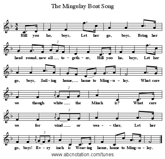 The Mingulay Boat Song - staff notation