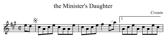 the Minister's Daughter - staff notation