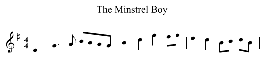 The Minstrel Boy - staff notation