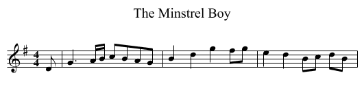 The Minstrel Boy - staff notation