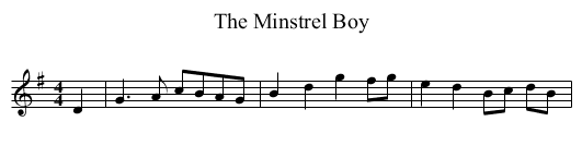 The Minstrel Boy - staff notation