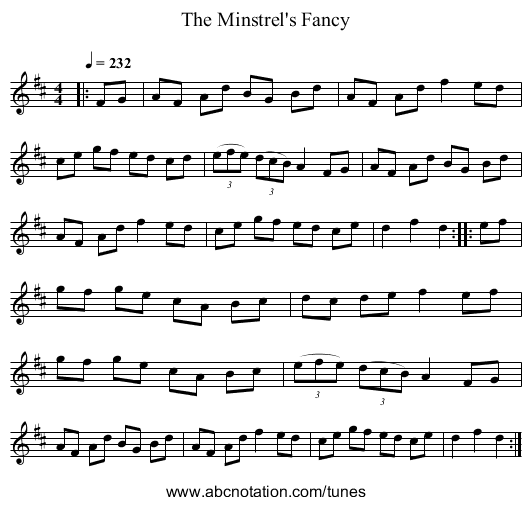 The Minstrel's Fancy - staff notation