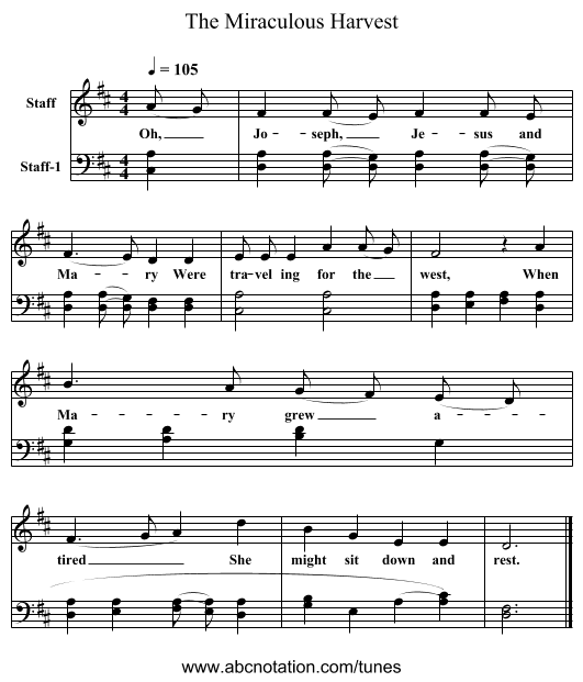 The Miraculous Harvest - staff notation