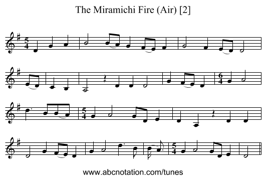 The Miramichi Fire (Air) [2] - staff notation