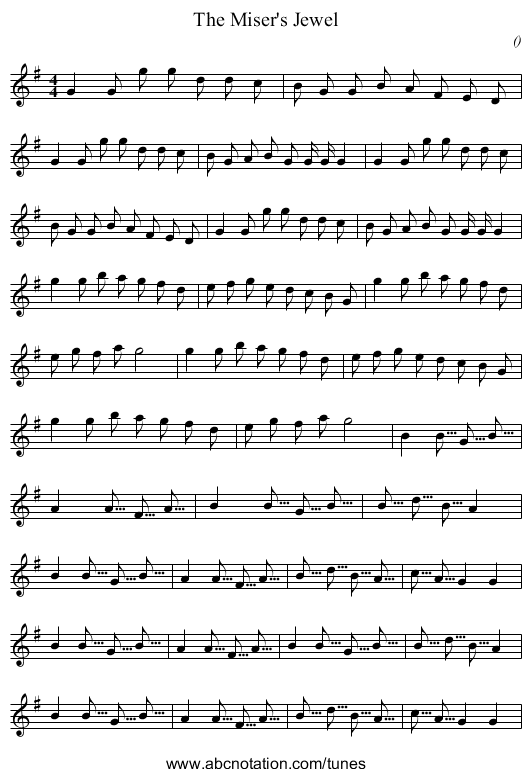 The Miser's Jewel - staff notation