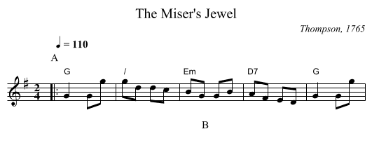 The Miser's Jewel - staff notation