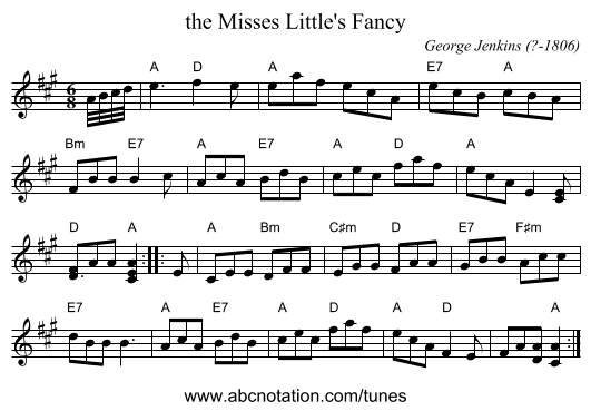 the Misses Little's Fancy - staff notation