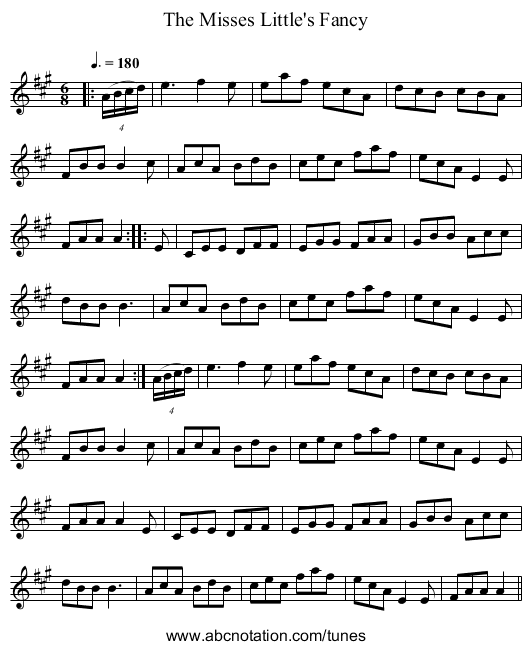 The Misses Little's Fancy - staff notation