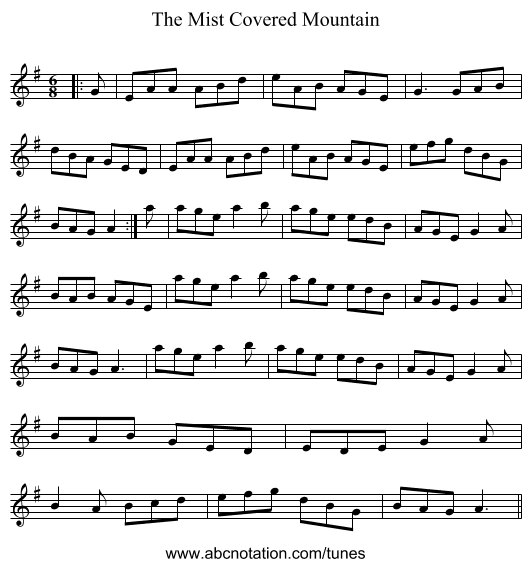 The Mist Covered Mountain - staff notation