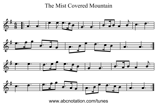The Mist Covered Mountain - staff notation