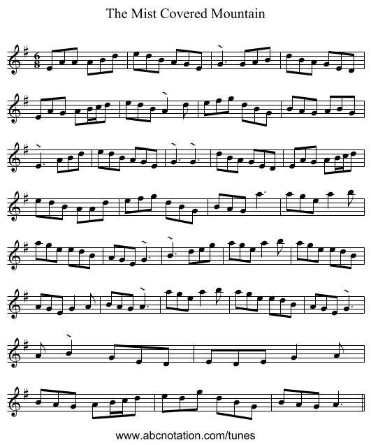The Mist Covered Mountain - staff notation