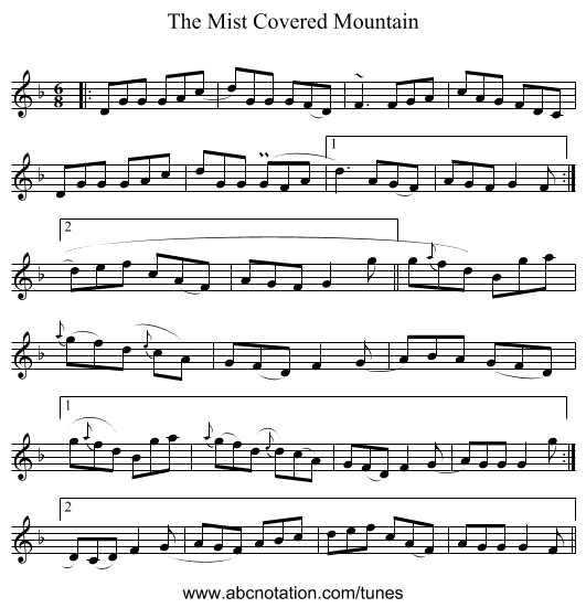 The Mist Covered Mountain - staff notation