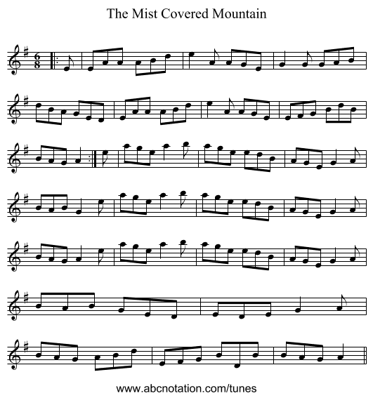 The Mist Covered Mountain - staff notation