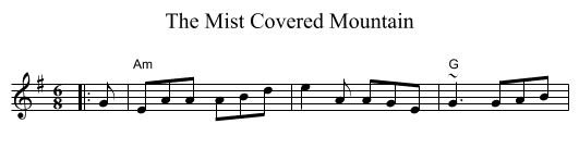 The Mist Covered Mountain - staff notation