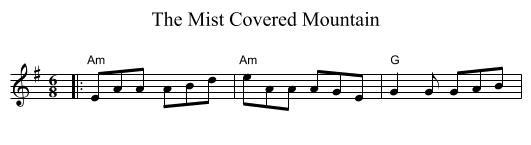 The Mist Covered Mountain - staff notation
