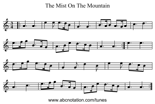 The Mist On The Mountain - staff notation
