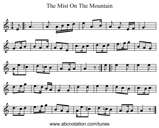The Mist On The Mountain - staff notation