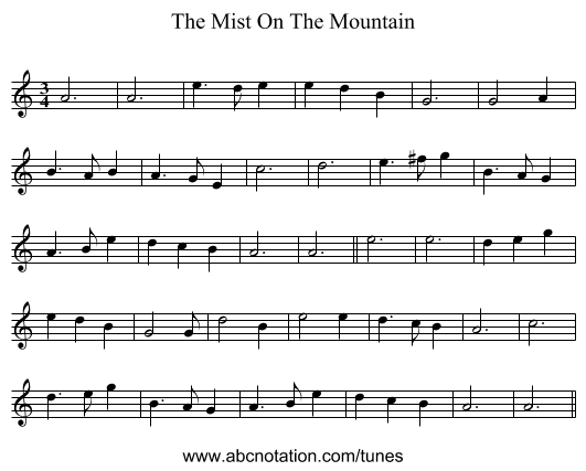 The Mist On The Mountain - staff notation