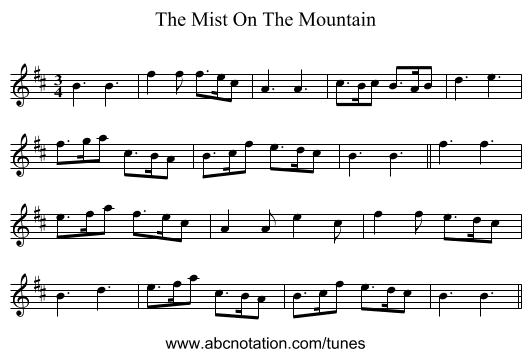 The Mist On The Mountain - staff notation
