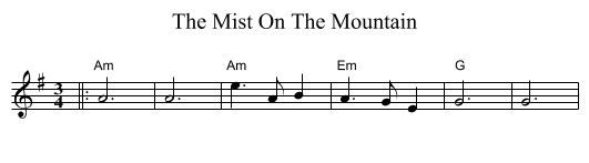 The Mist On The Mountain - staff notation