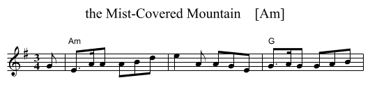 the Mist-Covered Mountain    [Am] - staff notation