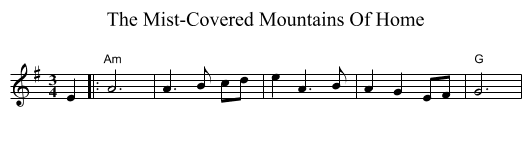 The Mist-Covered Mountains Of Home - staff notation