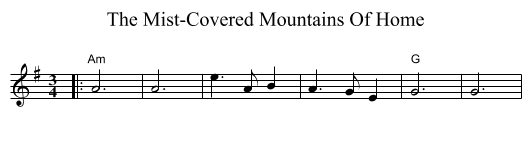 The Mist-Covered Mountains Of Home - staff notation