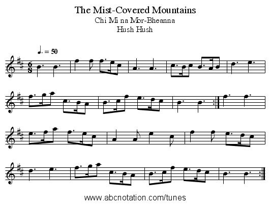 The Mist-Covered Mountains - staff notation