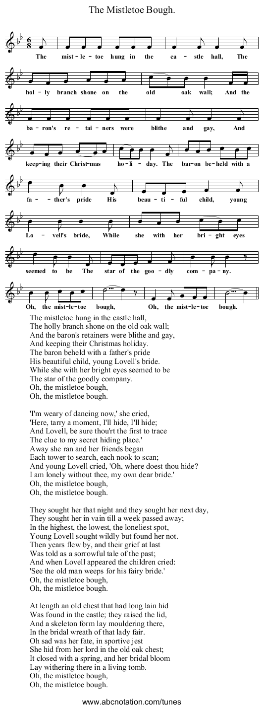 The Mistletoe Bough. - staff notation