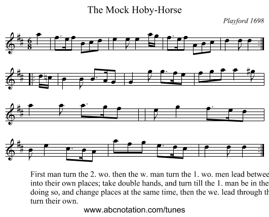 The Mock Hoby-Horse - staff notation