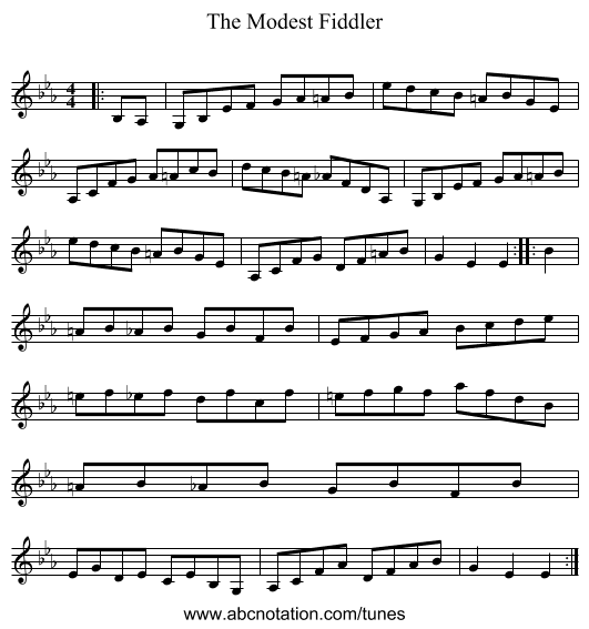 The Modest Fiddler - staff notation