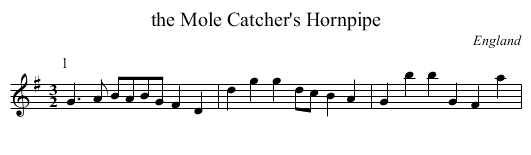 the Mole Catcher's Hornpipe - staff notation