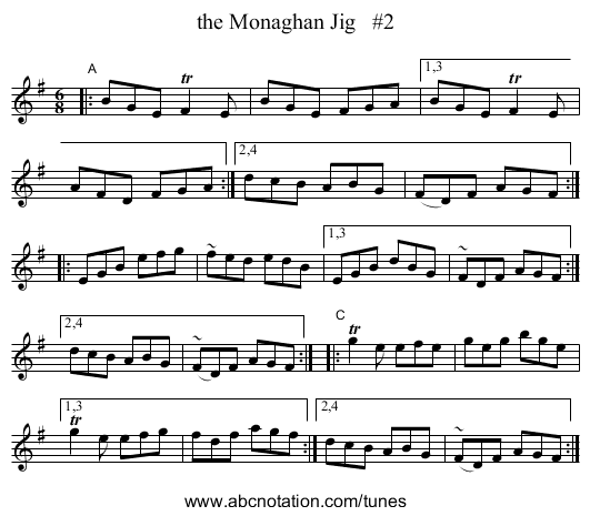 the Monaghan Jig   #2 - staff notation