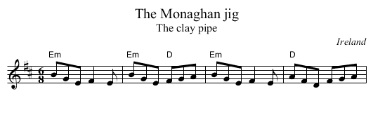 The Monaghan jig - staff notation
