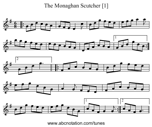 The Monaghan Scutcher [1] - staff notation
