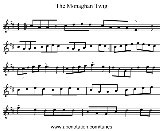 The Monaghan Twig - staff notation