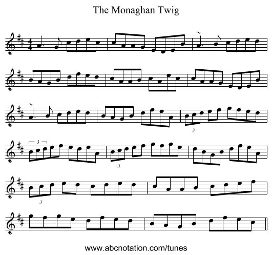 The Monaghan Twig - staff notation