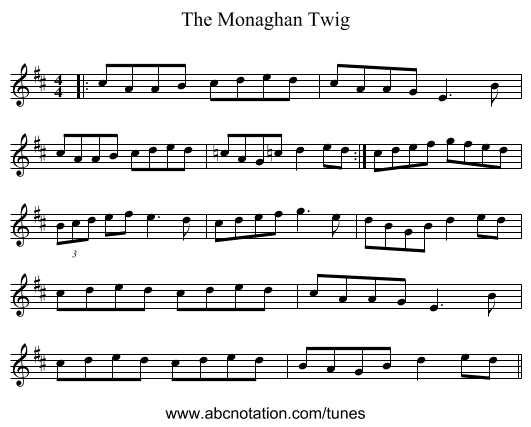 The Monaghan Twig - staff notation