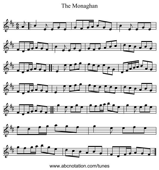 The Monaghan - staff notation
