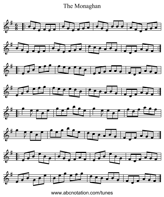 The Monaghan - staff notation