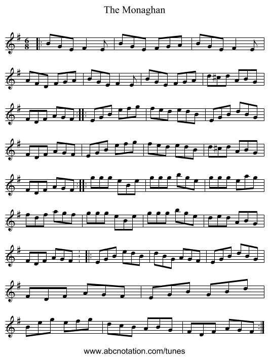The Monaghan - staff notation