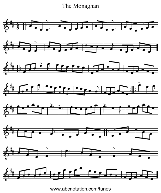The Monaghan - staff notation
