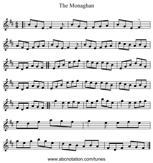 The Monaghan - staff notation