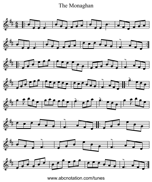 The Monaghan - staff notation