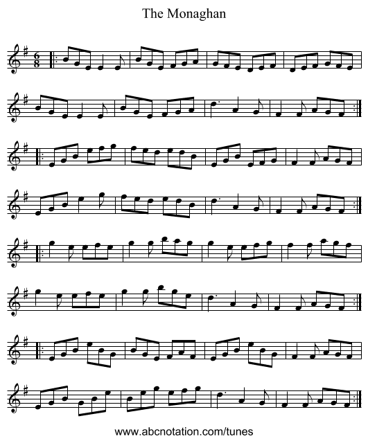 The Monaghan - staff notation