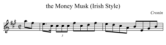 the Money Musk (Irish Style) - staff notation
