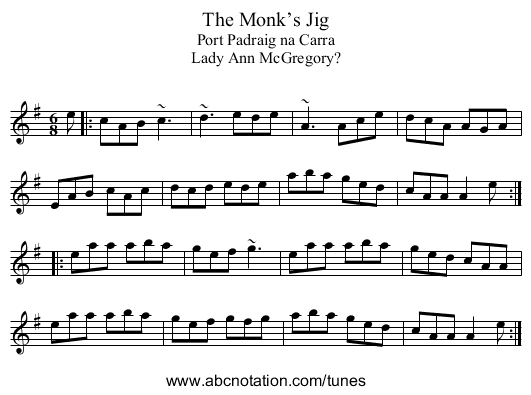 The Monk’s Jig - staff notation