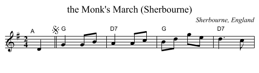 the Monk's March (Sherbourne) - staff notation