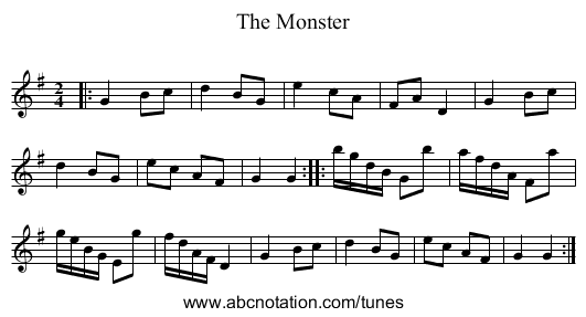 The Monster - staff notation