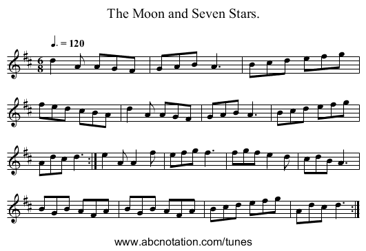 The Moon and Seven Stars. - staff notation